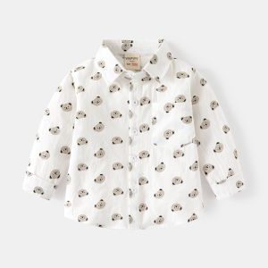 Boys Pure Cotton Printed Long Sleeve Shirt Spring New Style Thin Summer Clothes Cartoon Baby Casual Shirt Childrens Top