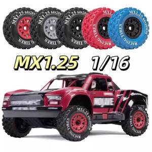 4Pcs 1.25Inch" Beadlock Nylon Wheel Colored RubberTyre for 1/14 1/16 1/18 Scale Mojave Grom 4X4 RC On/Off-Road Racing Car
