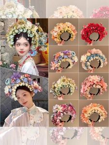 Traditional Chinese Womens Floral Hairband Headwear Ethnic Style Simulation Flower Hairband for Photography High Aesthetic Value