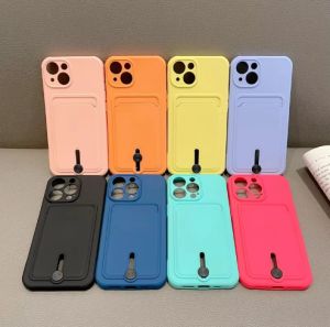 Fine Hole Sliding Card Holder Silicone Casing for IPhone 17 17E 16E 16 15 14 13 12 11 Pro Max Air Mini 5G Phone Case Shockproof Soft Cover