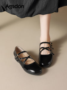 Agsdon | French Style Black Flat Shoes for Autumn