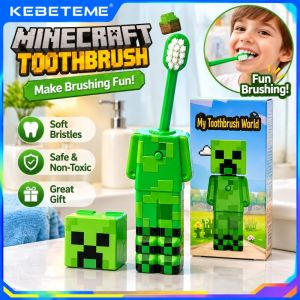 Kebememe Có Thể Thu Vào Bàn Chải Đánh Răng Pixel Phong Cách lông mềm Một Nhấp Chuột Pop up bàn chải đánh răng du lịch di động Dễ Thương Khối Hình dụng cụ chăm sóc răng miệng Cho Trẻ Em Người Lớn Anime quà tặng cho người hâm mô