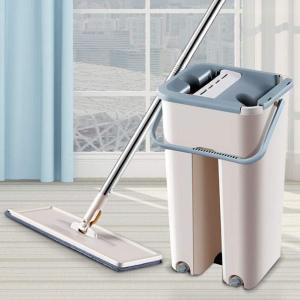 ISHOWTIENDA Pembersih Lantai Rumah Tangga Alat Pel Gagang Ember Magic Mop Flat Microfiber with Bucket FMI60 - 7RHZBWGY