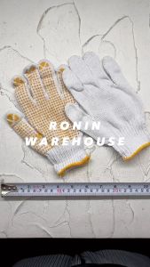 sarung tangan kain 12 pasang putih bintik orange