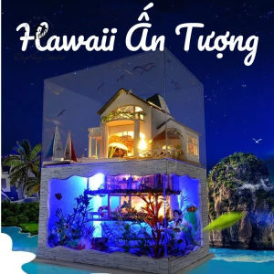 Quà tặng sinh nhật đồ trang trí đồ chơi sáng tạo mô hình DIY nhà búp bê lắp ghép thủ công kiến trúc Hawaii Ấn Tượng