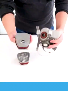 หน้ากากกันสารเคมี3M รุ่น 6200 ขนาดกลาง พร้อมตลับกรอง 6001 ฟิลเตอร์ 5N11 ฝาครอบ 501 จัดชุด7ชิ้น หน้ากากกันแก๊ส ของแท้