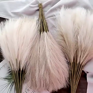 5pcs Artificial Fluffy Pampas Grass Indoor Fake Flowers Plant Decor for Boho Vase Fake Flower Reed Simulated Wedding Party Christmas Home Decor Artificial Flower