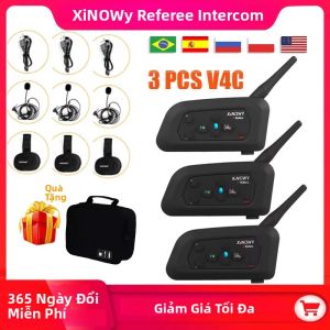 Hệ Thống Liên Lạc Huấn Luyện Viên Bóng Đá XiNOWy 3 Chiếc V4C Phạm Vi 1200M Đàm Thoại Toàn Đôi Chiều Tai Nghe Móc Tai 3 Chiều Dùng Cho Trọng Tài Gắn Mũ Bảo Hiểm