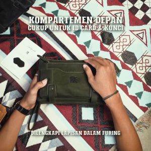 Clutch Handbag Pria Kulit Sapi Jenis Crazy Horse Motif Laki Tekstur Lembut Premium Elegan Keren Awet