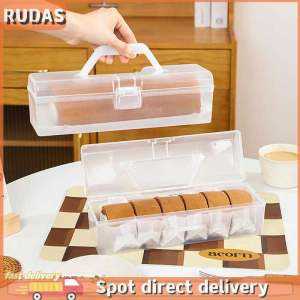 RcTlB Bread Box With Handle Reusable Plastic Bread Container Toast Holder Pastry Organizer Swiss Roll Storage Box For Fridge Home