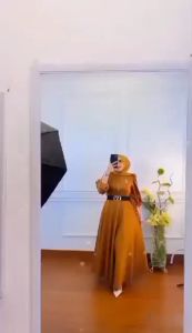 Sephora Gamis Scuba Premium Gamis Elegan Lengan Balon Stretchy Adem Ukuran Size L & XL Flow Maxi Dress