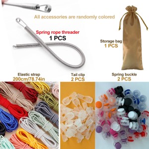 Bending spring rope threader spring button tail clip high elastic waist elastic strap tie port storage bag for easy storage