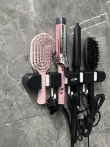 Bathroom Wall Mounted Mop Holder Storage Rack ABS Silicone Material Fixed Clip Hook 4 Hooks for Mop Storage Organization