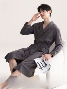 Miiow | Mens Summer Lightweight Pure Cotton Robe Breathable Comfortable Home Clothes Sleepwear Quick Dry Soft Sweat Absorbing Pajamas