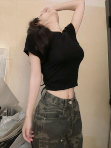 XIANGBAIWEI | Simple Round Neck Slim Fit Waist Short Sleeve T-Shirt