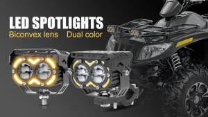 ไฟสปอร์ตไลท์ LED รถจักรยานยนต์พร้อมไฟเลี้ยววิ่งขับรถทำงานไฟตัดหมอกด้านหน้า Auxiliar ชุดไฟหน้าอุปกรณ์เสริมในรถยนต์
