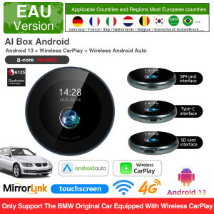 Android 13 AI Box QCM6125 For BMW Cars Wireless CarPlay For BMW ID6 ID7 ID8 ID9 Touch Screen 4G WIFI GPS Support YouTube Netflix