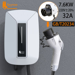 feyree EV Charger Type2 Plug EVSE Wallbox Type1 EV Car Charger GB/T Wallbox 32A 7KW 1 Phase 5m Cable Wallmount Charging Station for Electric Car
