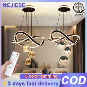GEJIESE 80W chandelier ceiling light sala modern design 100cm height adjusitable high ceiling low ceiling chandeliers 3 color dimming drop lights pendant lights for liuving room dinning room