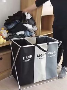 พร้อมส่งจากไทย ตะกร้าแยกผ้า สดุอย่างดี ตัวโครงทำจากอลูมิเนี่ยม ทนทาน ดีไซน์สวย ใช้สะดวก C187