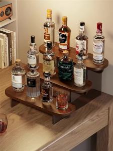 evesigar | Tabletop Wine Display Rack Bar Tiered Wine and Glass Organizer
