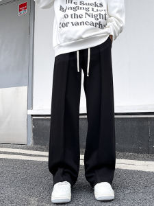กางเกงขายาวทรงตรงลำลองสำหรับผู้ชาย ฤดูใบไม้ร่วง แฟชั่น กางเกงขายาวทรงสปอร์ต ทรงอเมริกัน ทรงขากว้าง ดึงดูดความสนใจ