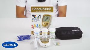 Máy đo đường huyết mỡ máu gout đa chức năng Benecheck Plus 3 in 1 + 3 hộp que thử