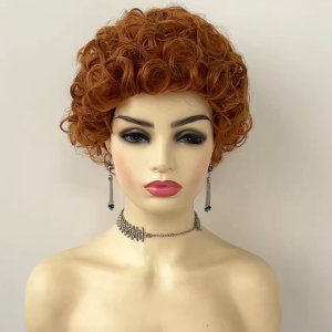 WomenS Heat-Resistant Synthetic Orange Afro Curly Wave Wig with Beaded Braided Headband - 80s Disco & Punk Rock Style for Halloween Cosplay Masquerade - Durable Rose Net Cap Density Christmas Decor Halloween Wig Masquerade Accessory Retro Aestheti