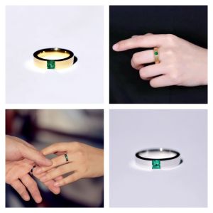 แหวนเพทายมรกตธรรมชาติชุบทอง 18K รูปแบบเรขาคณิตเครื่องประดับแฟชั่นสําหรับผู้ชายและผู้หญิง