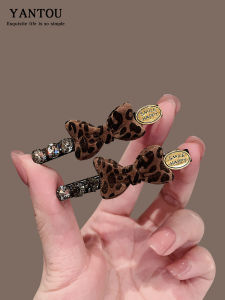 Fashionable Leopard Print Butterfly Knot Side Clip Hair Accessory for Women Dongda Gate New Style Elegant Hair Fringe Clip
