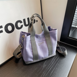 Thickened Casual Canvas Bucket Bag Womens Handheld Bento Box Lunch Bag Crossbody Small Bag Korean Style Shopping Bag