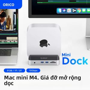 Cổng Kết Nối Mở Rộng ORICO VSE USB3.2 Gen2 Type C Dành Cho Mac Mini M4/Pro Với Khe Cắm SSD M.2 Đế Tản Nhiệt Ổ Cứng Ngoài 6 Cổng