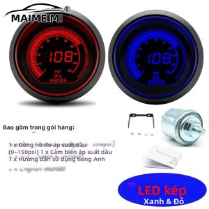 Đồng Hồ Đo Tốc Độ Tự Động Đa Năng 52mm Với Màn Hình Kỹ Thuật Số Kép Hiển Thị Tốc Độ Vòng Quay Nhiệt Độ Nước Áp Suất Dầu & Cảm Biến Nhiệt Độ Đồng Hồ Đo Áp Suất Dầu LCD
