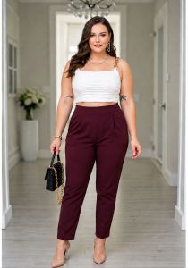 Plussize Highwaist Skinny Pants in green brown blue navy fit for casual outings