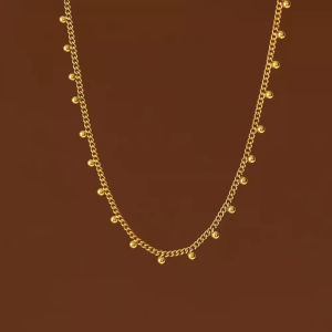 Minimalist Lace Choker Waterproof Gold Color Plated Bead Tassel Pure Chain Necklace Winter Fashion Jewelry For Women Students