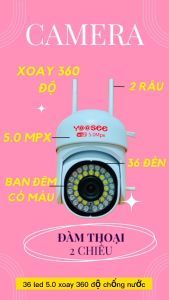 Mẫu 2025 Camera Ngoài Trời PTZ MINI Xoay 360 Chống Nước YooSee Full HD 5MP 36 Led Ban Đêm Trợ Sáng Đàm Thoại 2 Chiều