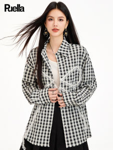 puella | Sweet and Lazy Style Plaid Bowtie Loose Shirt