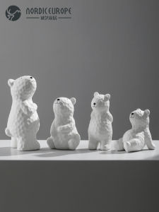 Nordic Style Ceramic Bear Figurine Home Living Room Bar Cabinet Decoration Cute Healing Creative Decoration Accessories