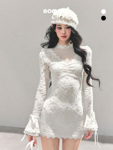 SHAOYEYAN | Đầm Dài Tay-mini Voan Pháp