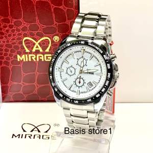 Mirage 8305 Silver Original Jam Tangan Pria Original Stainless Steel Tanggal Aktif Tahan Air