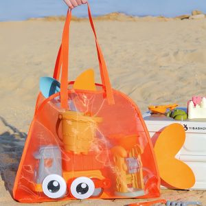 Adorable Large Capacity Beach Bag Toy Storage Net Bag Foldable Travel Portable Seafood Gathering Playing Sand Toy Bag