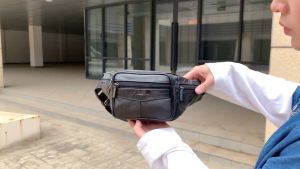100% Genuine Leather Belt bag Men  outdoor Run sling backpack waist bag Fitness bag The New Real cowhide business Cash register wallet Phone bag women