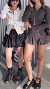 Haerin Polo Knit Zipper - Atasan Wanita Casual