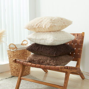 Plush Lamb Fur Straw Fleece Pillow Cover Linen Accent Ins Style No Filler