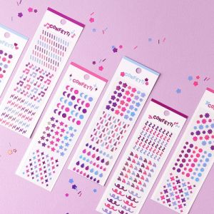 Nhãn Dán Hình Học Màu Sắc Dễ Thương Wannathis Trang Trí Ảnh Sổ Tay DIY Vật Liệu Văn Phòng Phẩm Văn Hóa Giấy Dán 3D