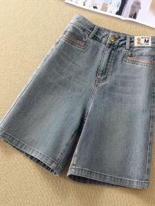High Waist Short Denim Shorts Womens Summer Thin Wide Leg Five-Point A-Line Hot Pants Casual Straight Leg Jeans Light Color