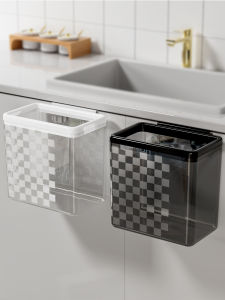 Kitchen Wall-Mounted Trash Can Toilet Bathroom Living Room Paper Basket with Pressure Ring Cabinet Hanging Storage Bucket