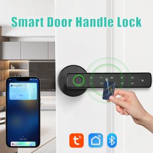 Electronic Door Handle Lock Tuya Devices Fingerprint Recognition Door Lock Smart Life APP Control Smart Door Lock System