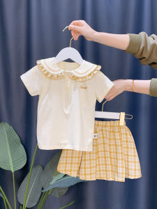 MackiyBear Pure Cotton Summer Outfit for Girls Toddler 2 Piece Set College Style Baby Clothes One Year Old Girls Clothing