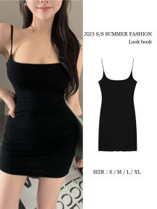 ชุดเดรสสายเดี่ยวเซ็กซี่ฤดูร้อน กระโปรงสั้นเข้ารูปเอวสูง แขนกุด คอวี สไตล์สตรีท ชุดเดรสผู้หญิง ชุดทำงาน ชุดทำงาน